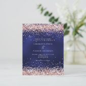 ネイビーブルーバラ金ゴールド予算結婚式招待状 (スタンド正面)