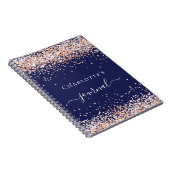 ネイビーブルーバラ金ゴールド名スクリプトジャーナル ノートブック (右側)