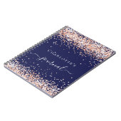 ネイビーブルーバラ金ゴールド名スクリプトジャーナル ノートブック (左側)