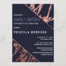 ネイビーブルーバラ金ゴールド大理石対角線スイート16