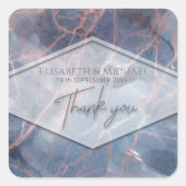 ネイビーブルーバラ金ゴールド大理石幾何学書 スクエアシール (正面)