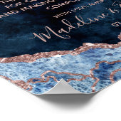 ネイビーブルーバラ金ゴールド愛は甘いトリートテーブルサイン ポスター (角)