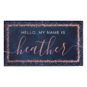 ネイビーブルーバラ金ゴールド散布紙吹雪パーティー 名札 (正面)