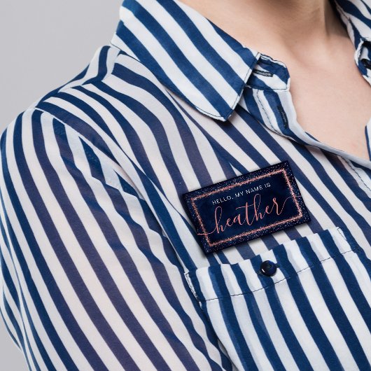 ネイビーブルーバラ金ゴールド散布紙吹雪パーティー 名札