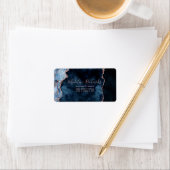 ネイビーブルーバラ金ゴールド水彩大理石ゲート金箔 ラベル (インサイチュ)