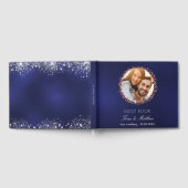 ネイビーブルーバラ金ゴールド結婚写真 ゲストブック (全面)