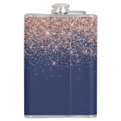 ネイビーブルーバラ金ゴールド赤面ピンクグリッターモノグラム フラスク (裏面)