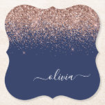 ネイビーブルーバラ金ゴールド赤面ピンクグリッターモノグラム ペーパーコースター<br><div class="desc">ネイビーブルーとバラ金ゴールド-赤面ピンクスパークルグリッタースクリプトモノグラム名紙コースター。これは、グラムの贅沢とシックなスタイルを愛する人のための完璧な卒業、誕生日、結婚ブライダルシャワー、記念日、赤ちゃんシャワーまたはバチェロレッテギフトを作る。</div>