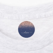 ネイビーブルーバラ金ゴールド赤面ピンクグリッターモノグラム ラベル (貼付)