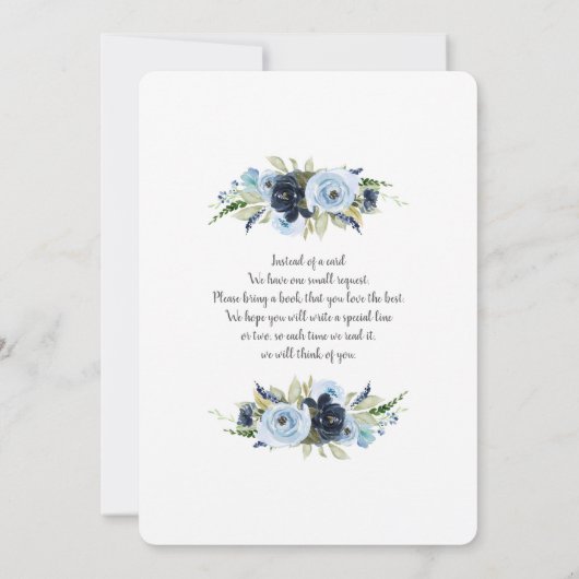 ネイビーブルーバルーンベビーシャワー少年の招待 招待状 (裏面)