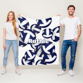 ネイビーブルーバレーボールクラブカラーズスポーツルームの装飾 フリースブランケット