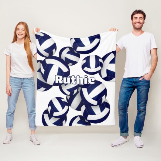 ネイビーブルーバレーボールクラブカラーズスポーツルームの装飾 フリースブランケット (インサイチュ)