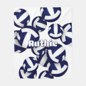 ネイビーブルーバレーボールクラブカラーズスポーツルームの装飾 フリースブランケット (正面)