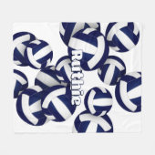 ネイビーブルーバレーボールクラブカラーズスポーツルームの装飾 フリースブランケット (正面(横))