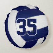 ネイビーブルーバレーボールクラブチームカラー ラウンドクッション (裏面)