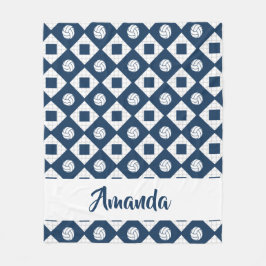 ネイビーブルーバレーボールパタアーガイルーン フリースブランケット