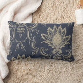 ネイビーブルーバロックフランスのパイナップル生地 ランバークッション (ブランケット)
