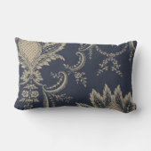 ネイビーブルーバロックフランスのパイナップル生地 ランバークッション (裏面)