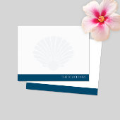 ネイビーブルーバンド付きシーシェル家族文房具 ノートカード