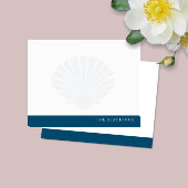 ネイビーブルーバンド付きシーシェル家族文房具 ノートカード