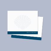 ネイビーブルーバンド付きシーシェル家族文房具 ノートカード