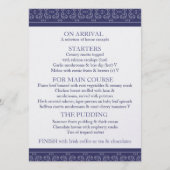 ネイビーブルーバンド結婚メタリックのディナーメニュー メニュー (裏面)