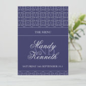 ネイビーブルーバンド結婚メタリックのディナーメニュー メニュー (スタンド正面)