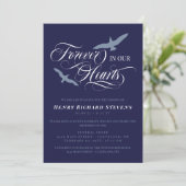 ネイビーブルーバード永遠に私たちのハート葬儀 招待状 (スタンド正面)