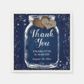 ネイビーブルーバーンウッドメイソンジャージャールありがとうござ結婚う スタンダードカクテルナプキン (正面)