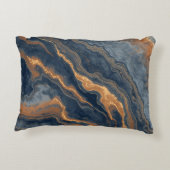 ネイビーブルーバーンドオレンジダスティブルー アクセントクッション (裏面)