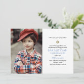 ネイビーブルーバー(ユダヤ教の)バル・ミツバー招待状エレガントフローラ 招待状 (スタンド正面)