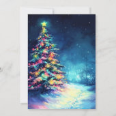 ネイビーブルーパインツリーカラフルクリスマスツリー 招待状 (裏面)