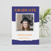 ネイビーブルーパステルフォトエクセレーション招待状 招待状 (スタンド正面)