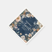 ネイビーブルーパステルワイルドフラワーズスウィート16 スタンダードカクテルナプキン (角)