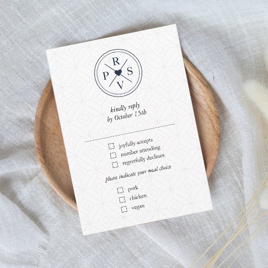 ネイビーブルーパスポート宛先ウェディングトラベル 出欠カード