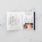 ネイビーブルーパスポ航海のート先結婚式 招待状 (内部)