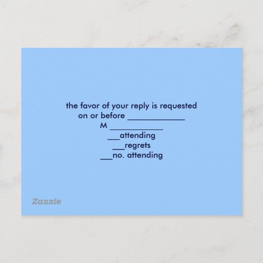 ネイビーブルーパターンいかり航海のウェディングsvp インビテーションポストカード (裏面)