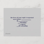 ネイビーブルーパターンいかり航海のウェディングsvp インビテーションポストカード (裏面)