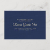 ネイビーブルーパターンウェディングレセプションカード エンクロージャーカード (裏面)