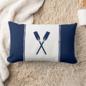 ネイビーブルーパドル航海のランバーピロー ランバークッション (ブランケット)