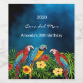 ネイビーブルーパロッツのトロピカルハウス名 ワインラベル (シングルラベル)