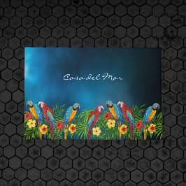 ネイビーブルーパロッツ夏の家名 ドアマット