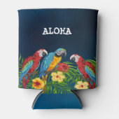 ネイビーブルーパロッツ葉パームアロハ 缶クーラー (正面)