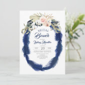 ネイビーブルーパンパスグラストロピカルブライダルブランチ 招待状 (スタンド正面)