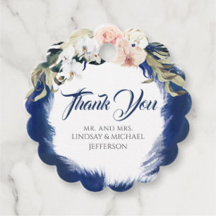 ネイビーブルーパンパスグラス結婚の感謝 フェイバータグ