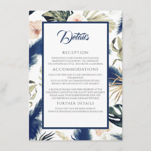 ネイビーブルーパンパスグラス結婚トロピカルズ詳細 エンクロージャーカード