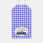 ネイビーブルーパンプキントラック誕生日ありがとう好意 ギフトタグ (裏面)