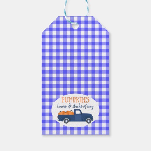 ネイビーブルーパンプキントラック誕生日ありがとう好意 ギフトタグ (裏面)