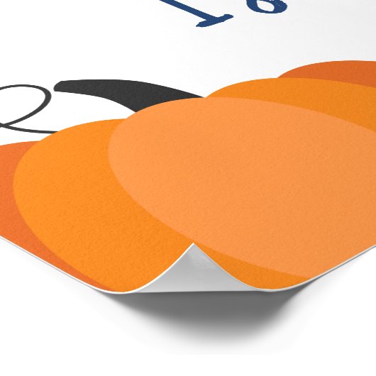 ネイビーブルーパンプキントラック誕生日ウェルカムサイン ポスター (角)