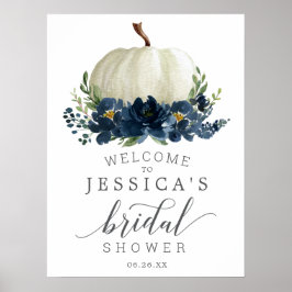 ネイビーブルーパンプキンブライダルシャワーウェルカムポスター ポスター